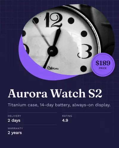 Card design blob-mask-03 in the editorial mood — sample card “Aurora Watch S2”