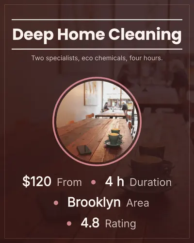 Card design center-medallion-02 in the minimal mood — sample card “Deep Home Cleaning”