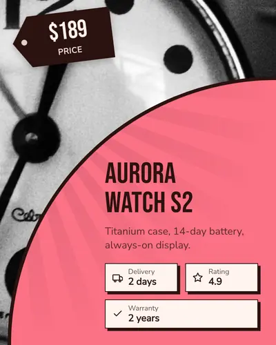 Card design corner-fold-02 in the bold mood — sample card “Aurora Watch S2”