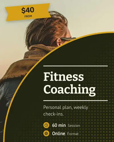 Card design corner-fold-04 in the retro mood — sample card “Fitness Coaching”
