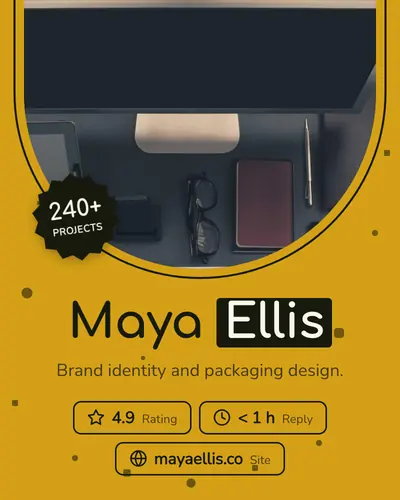 Card design dome-rise-03 in the playful mood — sample card “Maya Ellis”