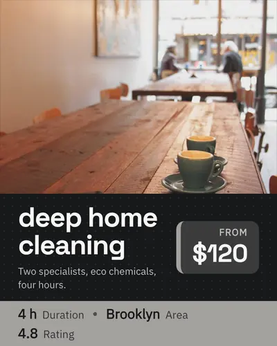 Card design footer-bar-02 in the modern mood — sample card “Deep Home Cleaning”
