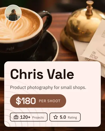 Card design glass-panel-02 in the modern mood — sample card “Chris Vale”