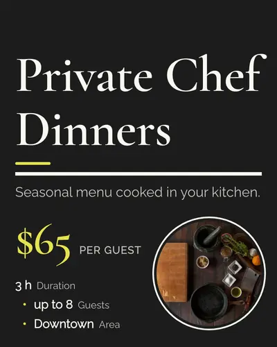 Card design headline-poster-01 in the minimal mood — sample card “Private Chef Dinners”