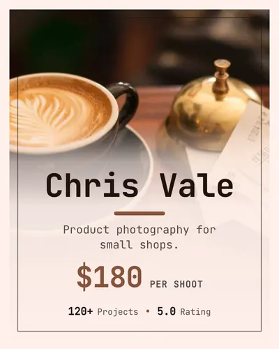 Card design poster-frame-02 in the minimal mood — sample card “Chris Vale”