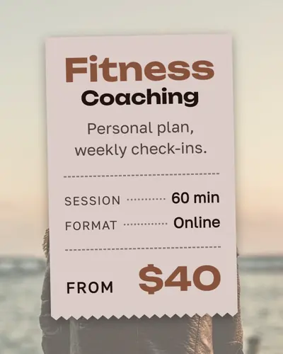 Card design receipt-03 in the modern mood — sample card “Fitness Coaching”