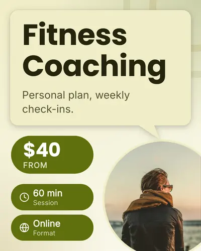 Card design speech-bubble-01 in the modern mood — sample card “Fitness Coaching”
