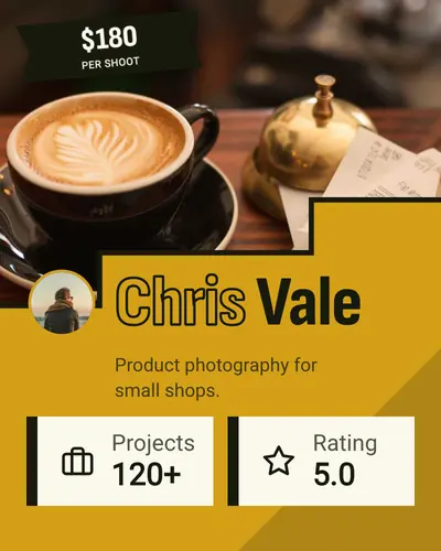 Card design stair-split-03 in the bold mood — sample card “Chris Vale”