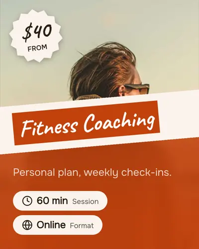 Card design tilted-band-03 in the playful mood — sample card “Fitness Coaching”