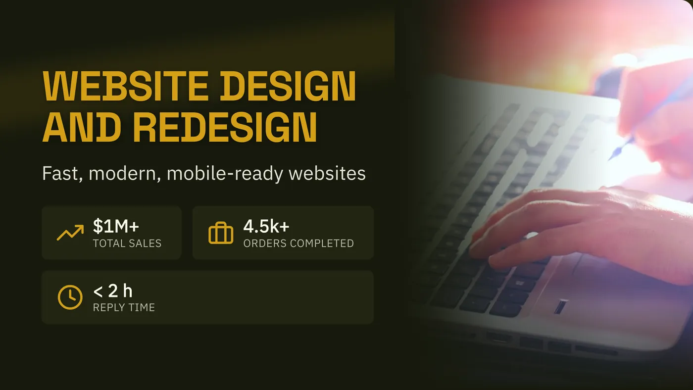 A seller promo banner with a glowing gradient headline, a photo, and achievement stats, generated by Card Generator